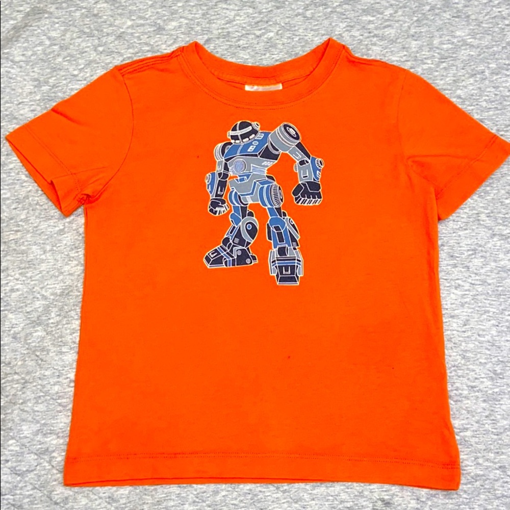 Hanna Andersson Sueded Jersey Art Tee Orange Robot